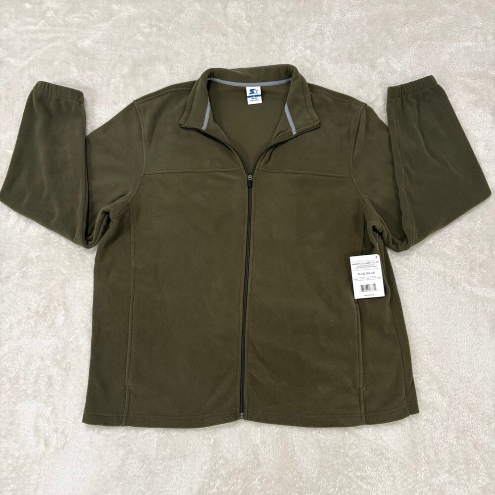 Starter Mens XL 46-48 Olive Green Full Zip Winter Fleece Jacket NWT